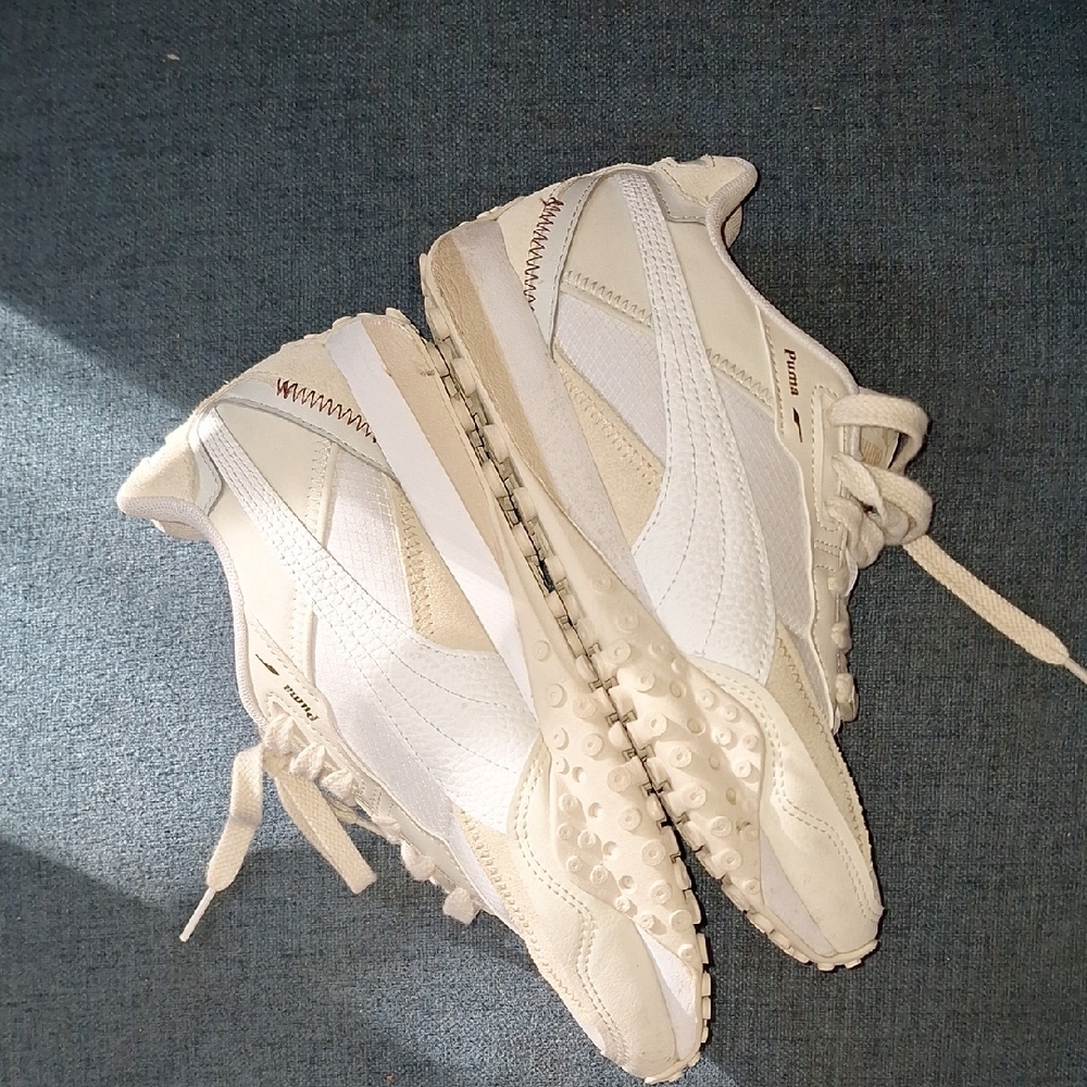 Puma White and Tan Athletic Shoes - Picture 3 of 10